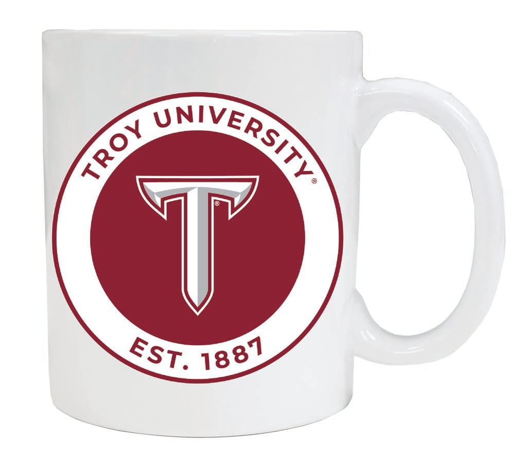 Troy University 12 oz White Ceramic Coffee Mug Circle Design Officially Licensed Collegiate Product Single