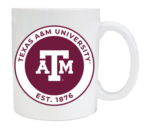Texas A&M Aggies 12 oz White Ceramic Coffee Mug Circle Design Officially Licensed Collegiate Product 4-Pack