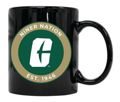 North Carolina Charlotte Forty-Niners 12 oz Black Ceramic Coffee Mug Circle Design Officially Licensed Collegiate Product 4-Pack