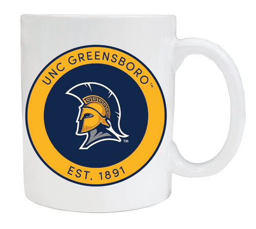 North Carolina Greensboro Spartans 12 oz White Ceramic Coffee Mug Circle Design Officially Licensed Collegiate Product 2-Pack