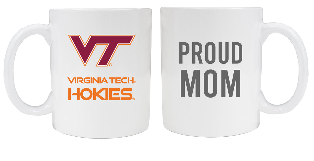 Virginia Tech Hokies 12 oz White Ceramic Coffee Mug Proud Mom Officially Licensed Collegiate Product 