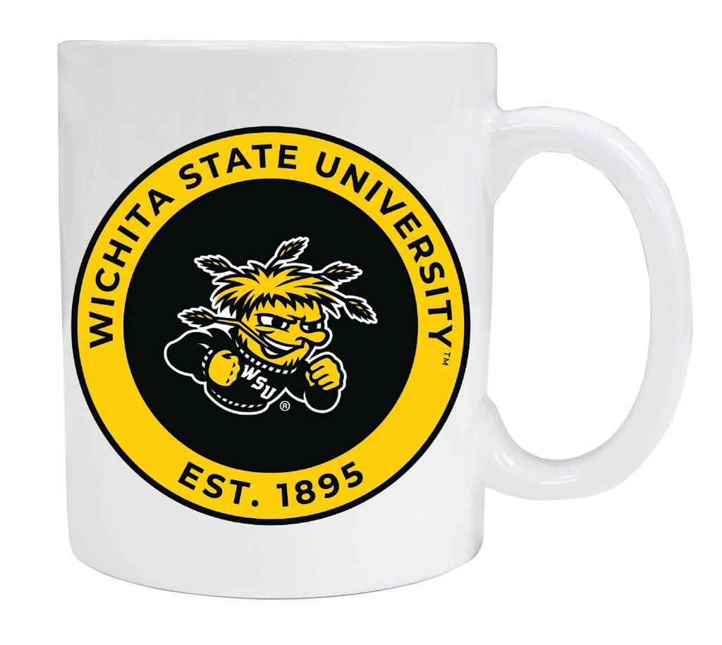 Wichita State Shockers 12 oz White Ceramic Coffee Mug Circle Design Officially Licensed Collegiate Product Single