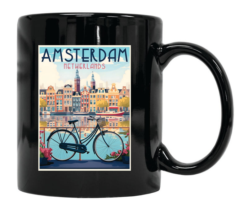 Amsterdam Netherlands Souvenir 12 oz Ceramic Coffee Mug Black