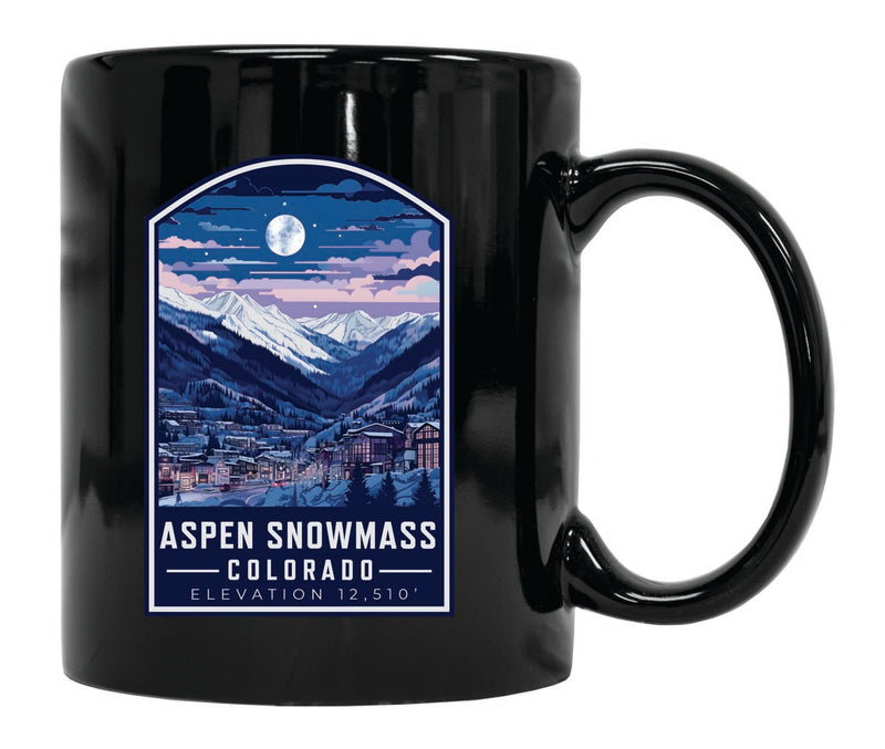 Aspen Snowmass Colorado Souvenir 12 oz Ceramic Coffee Mug Black