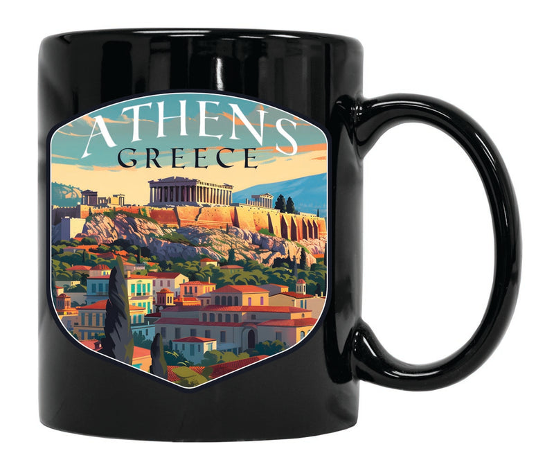 Athens Greece Souvenir 12 oz Ceramic Coffee Mug Black