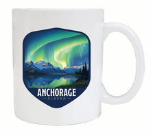 Load image into Gallery viewer, Anchorage Alaska Aurora Borealis Design Souvenir 12 oz Ceramic Coffee Mug White Single
