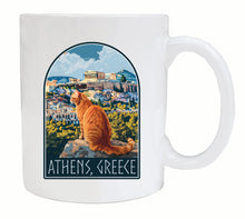 Load image into Gallery viewer, Athens Greece Cat Acropolis Design Souvenir 12 oz Ceramic Coffee Mug
