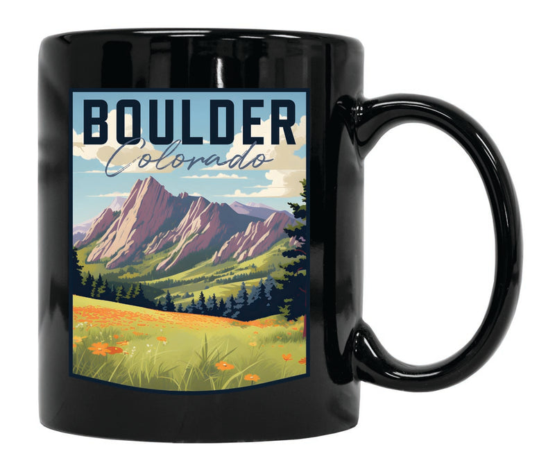 Boulder Colorado Souvenir 12 oz Ceramic Coffee Mug Black