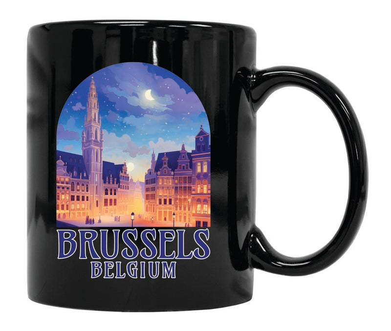 Brussels Belgium Souvenir 12 oz Ceramic Coffee Mug Black