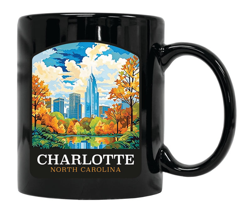 Charlotte North Carolina Souvenir 12 oz Ceramic Coffee Mug Black