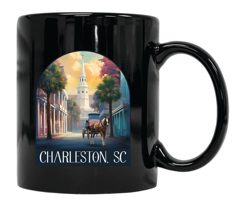 Charleston South Carolina Souvenir 12 oz Ceramic Coffee Mug Black