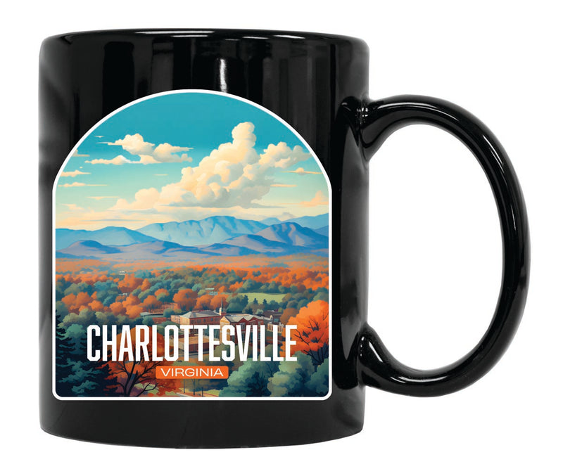 Charlottesville Virginia Souvenir 12 oz Ceramic Coffee Mug Black