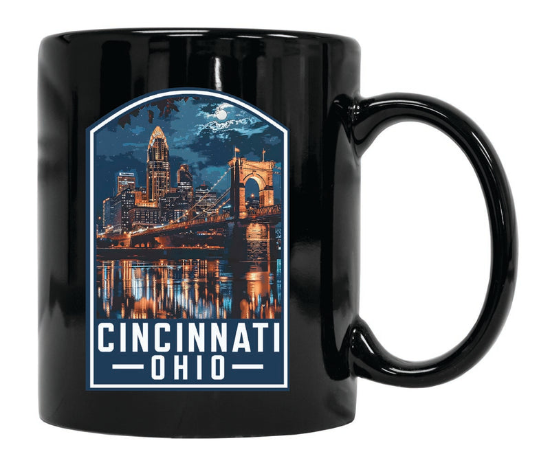 Cincinnati Ohio Souvenir 12 oz Ceramic Coffee Mug Black