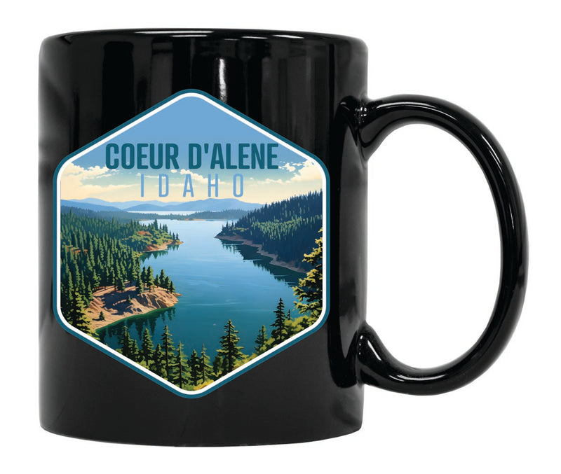 Coeur D'Alene Idaho Souvenir 12 oz Ceramic Coffee Mug Black