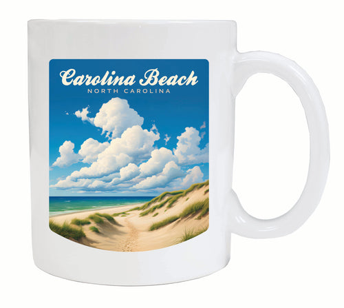 Carolina Beach, North Carolina. Beach and Sand Dunes Design Souvenir 12 oz Ceramic Coffee Mug White 4-Pack
