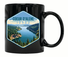 Load image into Gallery viewer, Coeur D&#39;Alene Idaho Aerial Lake Design Souvenir 12 oz Ceramic Coffee Mug
