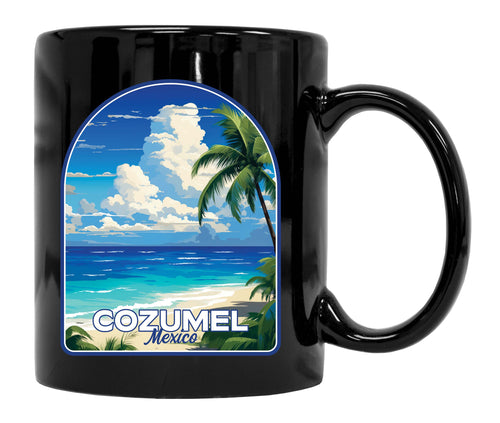 Cozumel Mexico Design C Souvenir 12 oz Ceramic Coffee Mug Black 4-Pack