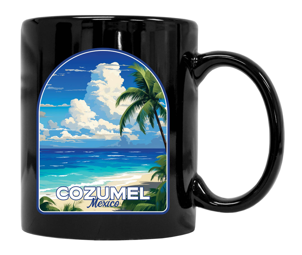 Cozumel Mexico Design C Souvenir 12 oz Ceramic Coffee Mug Black 4-Pack