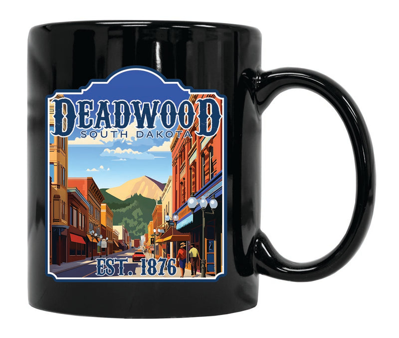 Deadwood South Dakota Souvenir 12 oz Ceramic Coffee Mug Black