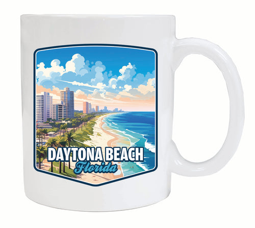 Daytona Beach Florida Ocean Shoreline Design Souvenir 12 oz Ceramic Coffee Mug White Single