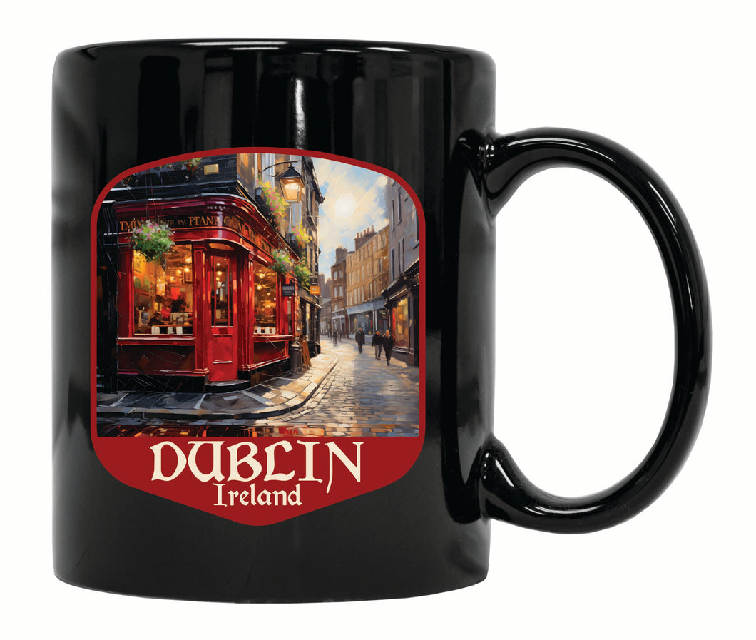 Dublin Ireland Red Pub Design Souvenir 12 oz Ceramic Coffee Mug Black 2-Pack