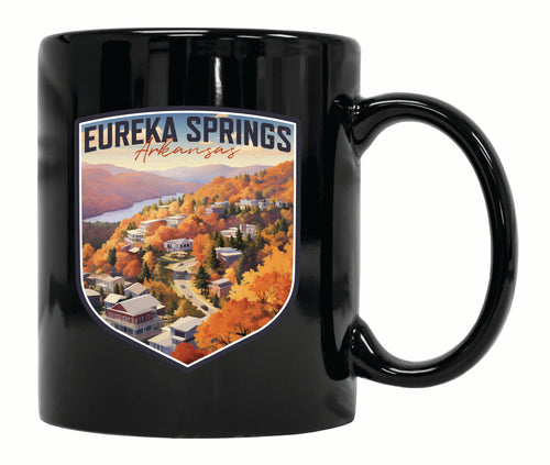 Eureka Springs Arkansas Little Switzerland of the Ozarks Design Souvenir 12 oz Ceramic Coffee Mug Black 2-Pack