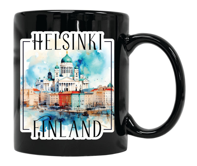 Helsinki Finland Souvenir 12 oz Ceramic Coffee Mug Black