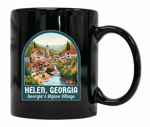 Helen Georgia Alpine Village Design Souvenir 12 oz Ceramic Coffee Mug Black Single