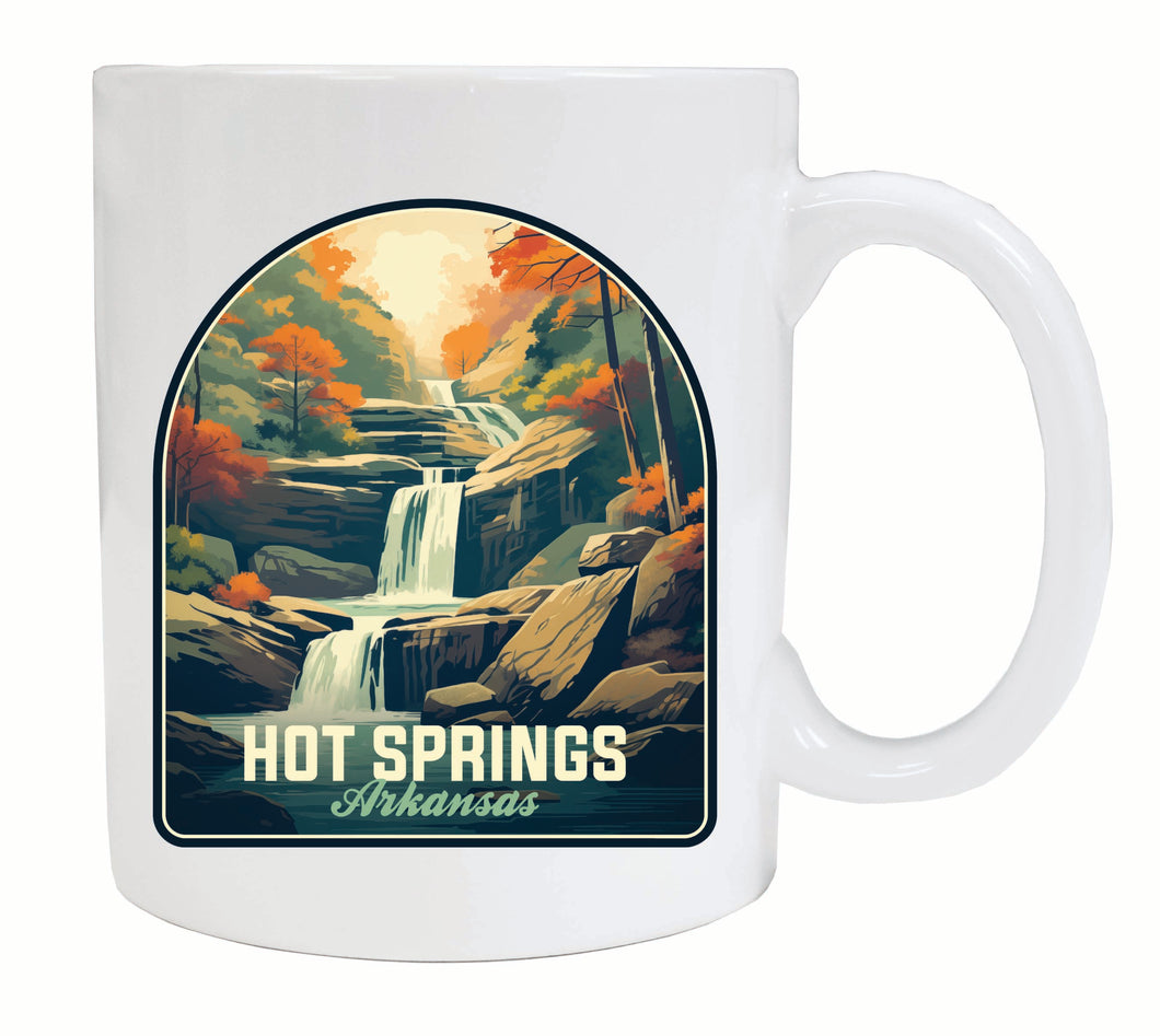 Hot Springs Arkansas Autumn Waterfall Design Souvenir 12 oz Ceramic Coffee Mug White Single