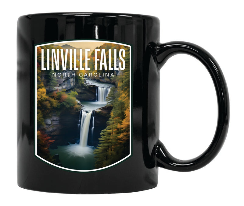 Linville Falls North Carolina Souvenir 12 oz Ceramic Coffee Mug Black