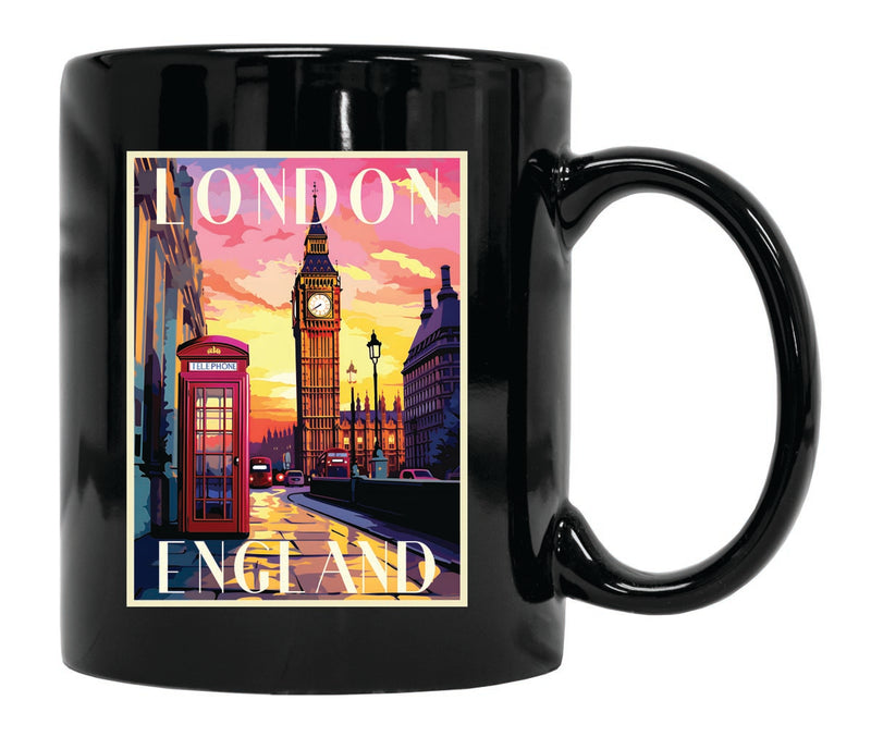 London England Souvenir 12 oz Ceramic Coffee Mug Black