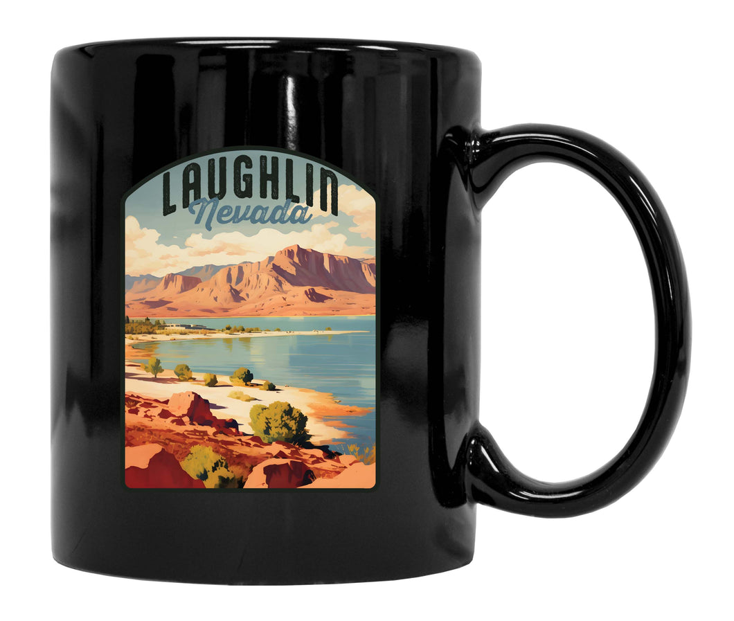 Laughlin Nevada Design B Souvenir 12 oz Ceramic Coffee Mug Black 2-Pack
