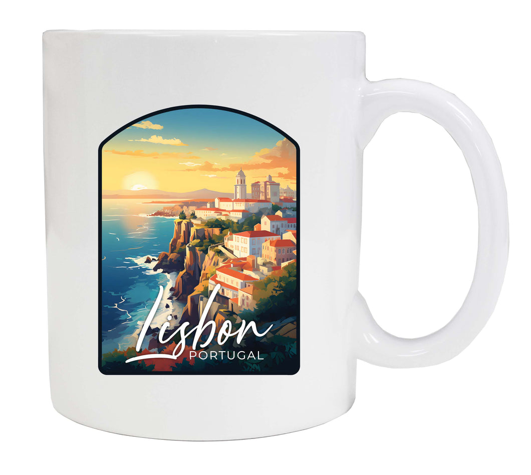 Lisbon Portugal Design B Souvenir 12 oz Ceramic Coffee Mug White 2-Pack
