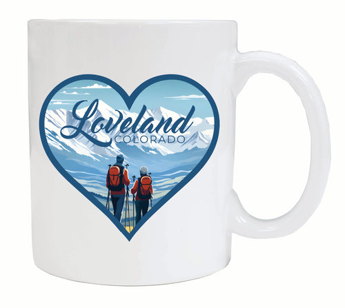 Loveland Colorado Ski Love Design Souvenir 12 oz Ceramic Coffee Mug White 4-Pack
