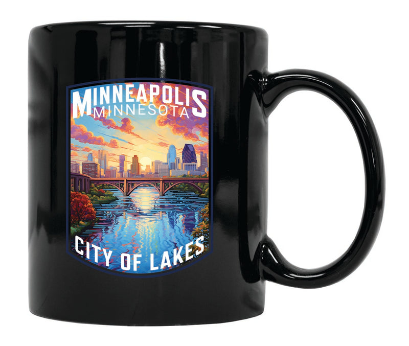 Minneapolis Minnesota Souvenir 12 oz Ceramic Coffee Mug Black