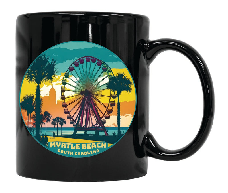 Myrtle Beach South Carolina Souvenir 12 oz Ceramic Coffee Mug Black