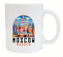 Load image into Gallery viewer, Moscow Russia Saint Basil&#39;s Cathedral Illustration Design Souvenir 12 oz Ceramic Coffee Mug White 4-Pack
