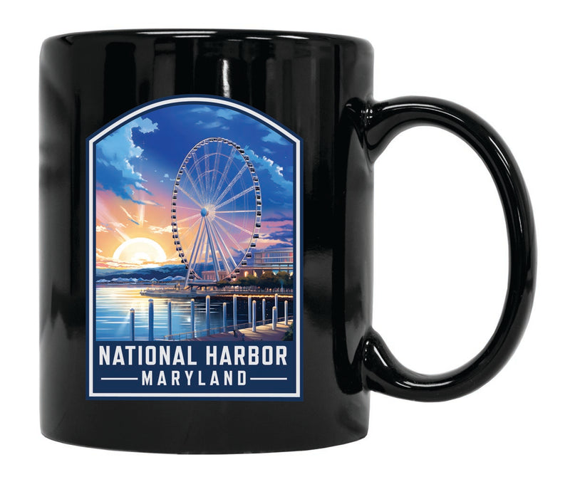 National Harbor Maryland Souvenir 12 oz Ceramic Coffee Mug Black