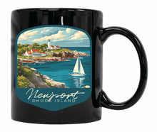 Load image into Gallery viewer, Newport Rhode Island Lighthouse on the Coast Design Souvenir 12 oz Ceramic Coffee Mug Black 4-Pack
