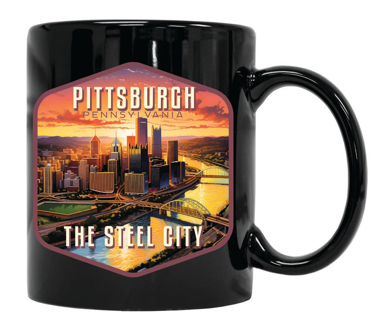 Pittsburgh Pennsylvania Souvenir 12 oz Ceramic Coffee Mug Black