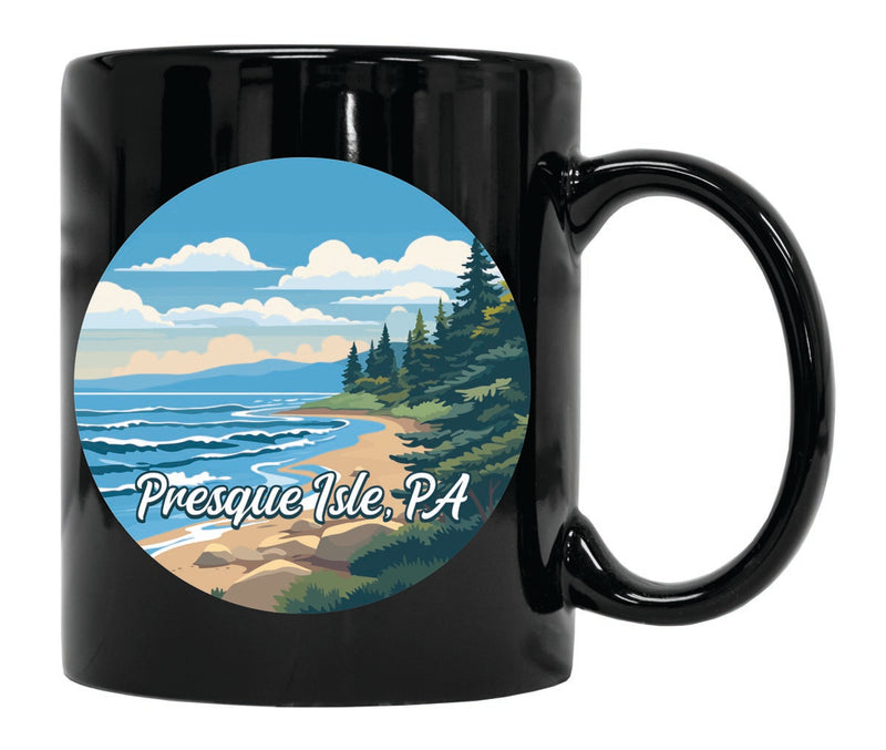 Presque Isle Pennsylvania Souvenir 12 oz Ceramic Coffee Mug Black