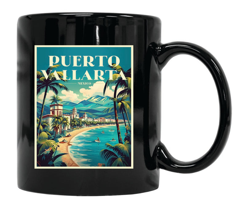 Puerto Vallarta Mexico Souvenir 12 oz Ceramic Coffee Mug Black
