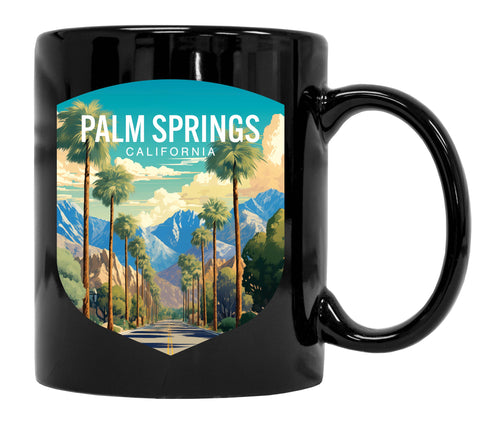 Palm Springs California Design A Souvenir 12 oz Ceramic Coffee Mug Black 2-Pack
