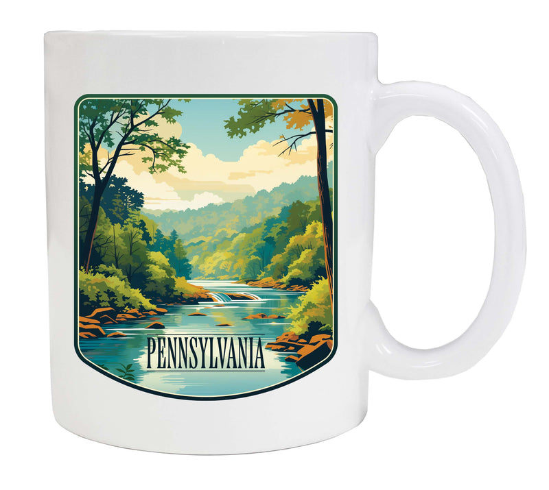 Pennsylvania Design B Souvenir 12 oz Ceramic Coffee Mug White Single