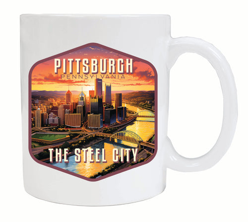 Pittsburgh Pennsylvania The Steel City Design Souvenir 12 oz Ceramic Coffee Mug White Single