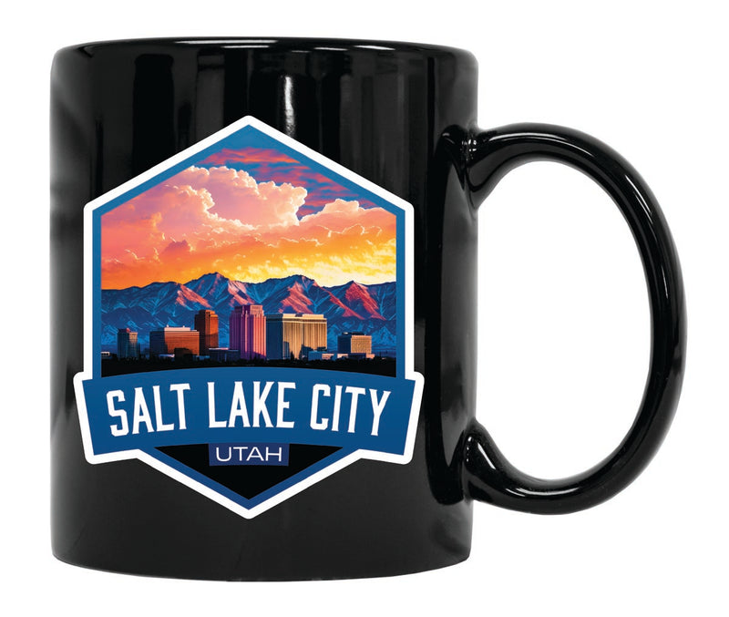 Salt Lake City Utah Souvenir 12 oz Ceramic Coffee Mug Black