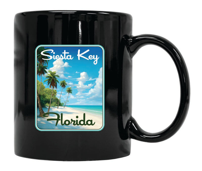 Siesta Key Beach Florida Souvenir 12 oz Ceramic Coffee Mug Black