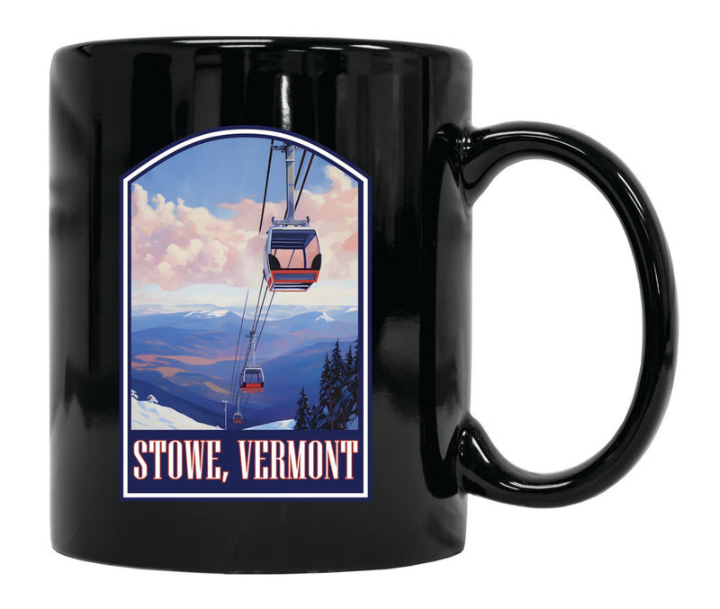 Stowe Mountain Vermont Souvenir 12 oz Ceramic Coffee Mug Black