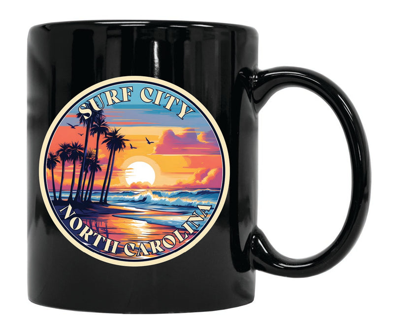 Surf City North Carolina Souvenir 12 oz Ceramic Coffee Mug Black
