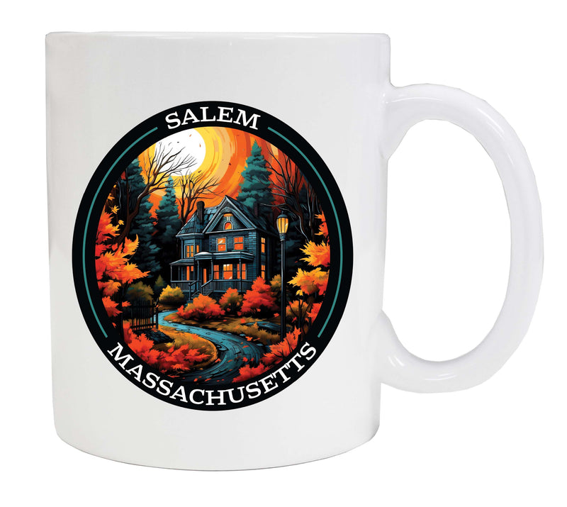 Salem Massachussettes Design B Souvenir 12 oz Ceramic Coffee Mug White 4-Pack